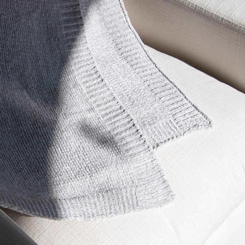 Caspian Knitted Blanket, Light Gray