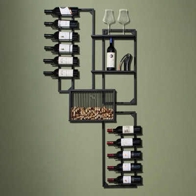 Wine Enthusiast 11-Bottle Gallery Wall Wine Rack Display With Cork Catcher