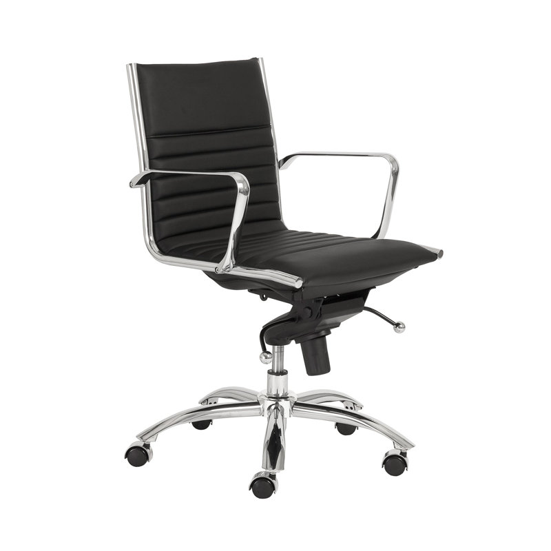Chaise de travail Naida, Similicuir noir, Oui