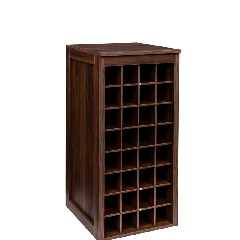 32 Modular Buffet Cabinet In Dark Brown Walnut - Wine Enthusiast's Choice For 32 Bottles Storage Unit