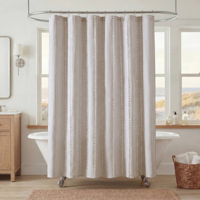 Anslee Cotton Striped Shower Curtain