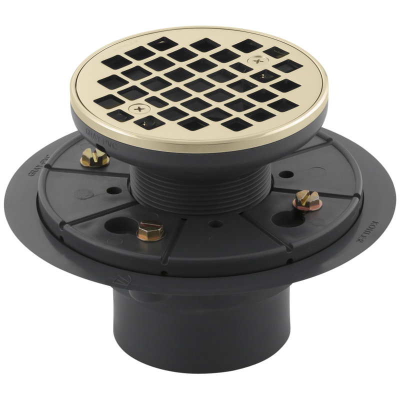 Drain de douche rond 3 po, Or éclatant de style français