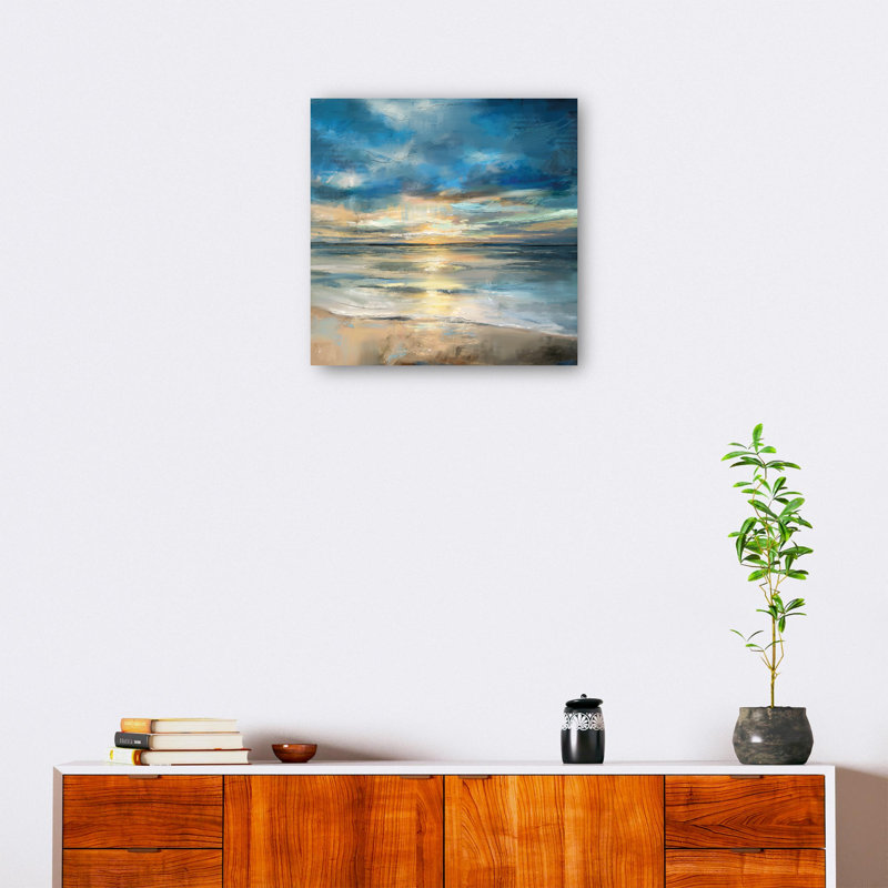 Indigo Surf Wrapped Canvas Art Print - 12" x 12"