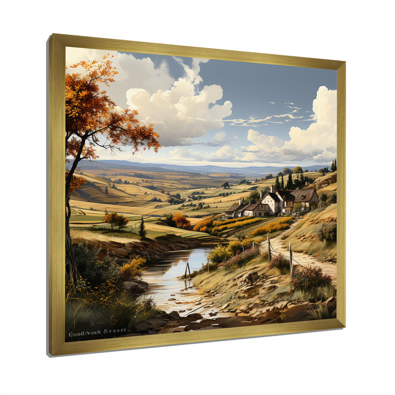 Vineyard Charm Landscape III, H 36 po x l 36 po x P 1,5 po, Cadre doré simple