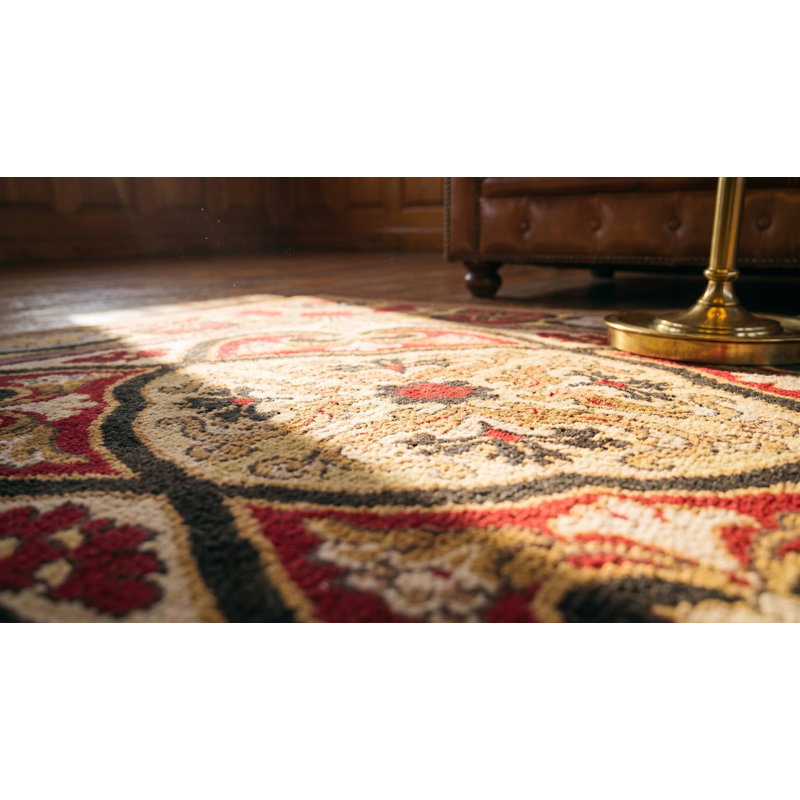 Tapis ivoire crème à motif floral européen ivoire antique