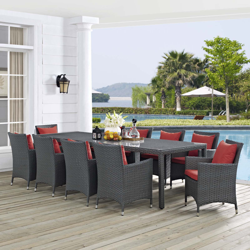 Ensemble repas d'extérieur avec tissu Sunbrella pour le patio de 11 articles Stopover de Modway