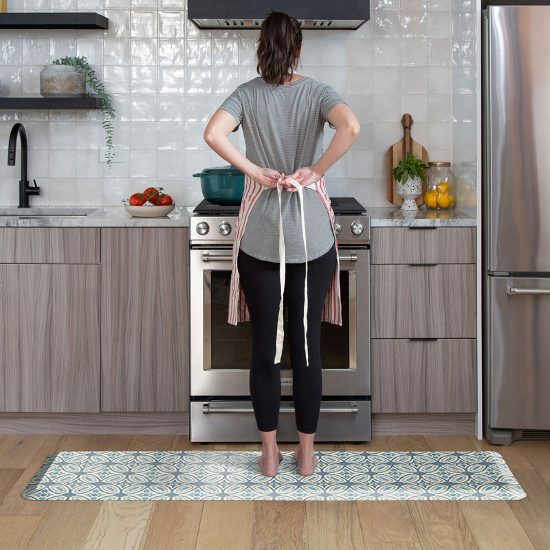 Designer Comfort Anti‑Fatigue Kitchen Comfort Mat – Atlas Medallion Blue, Blue, 20" x 72"