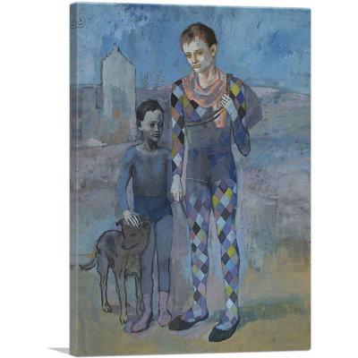 «Deux acrobates avec un chien» par Pablo Picasso, reproduction d'art sur toile tendue