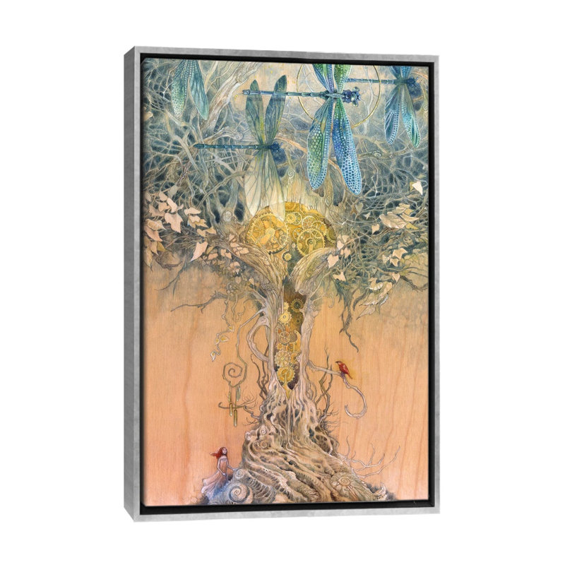 «Entangle» par Stephanie Law - impression d'art graphique, H 48 po x l 32 po x P 1,5 po, Toile avec cadre argenté, Aucun mat