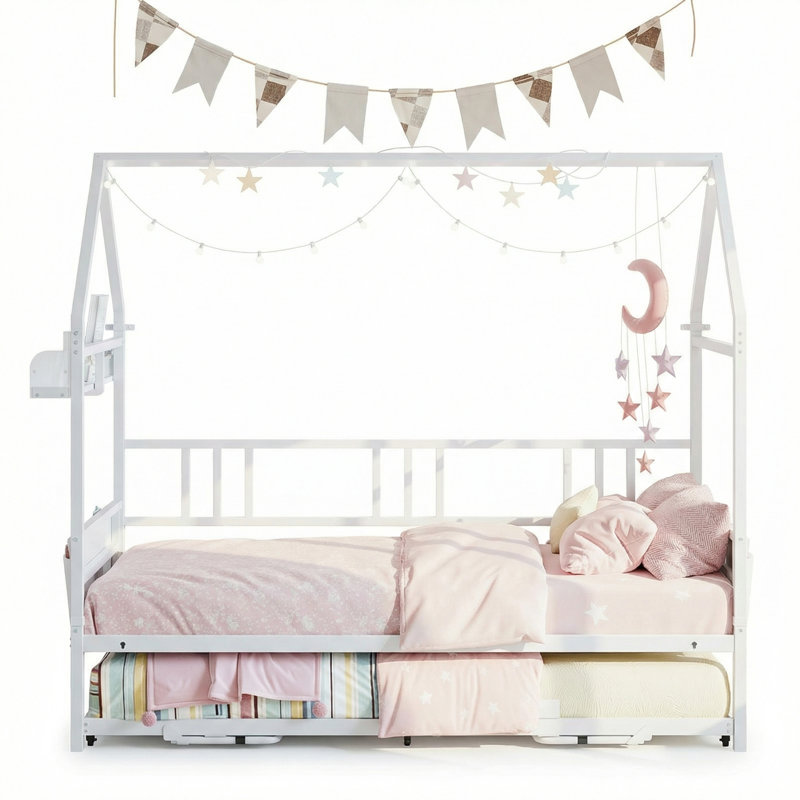 Daybed With Trundle, House Bunk Twin Bed Frame With Storage