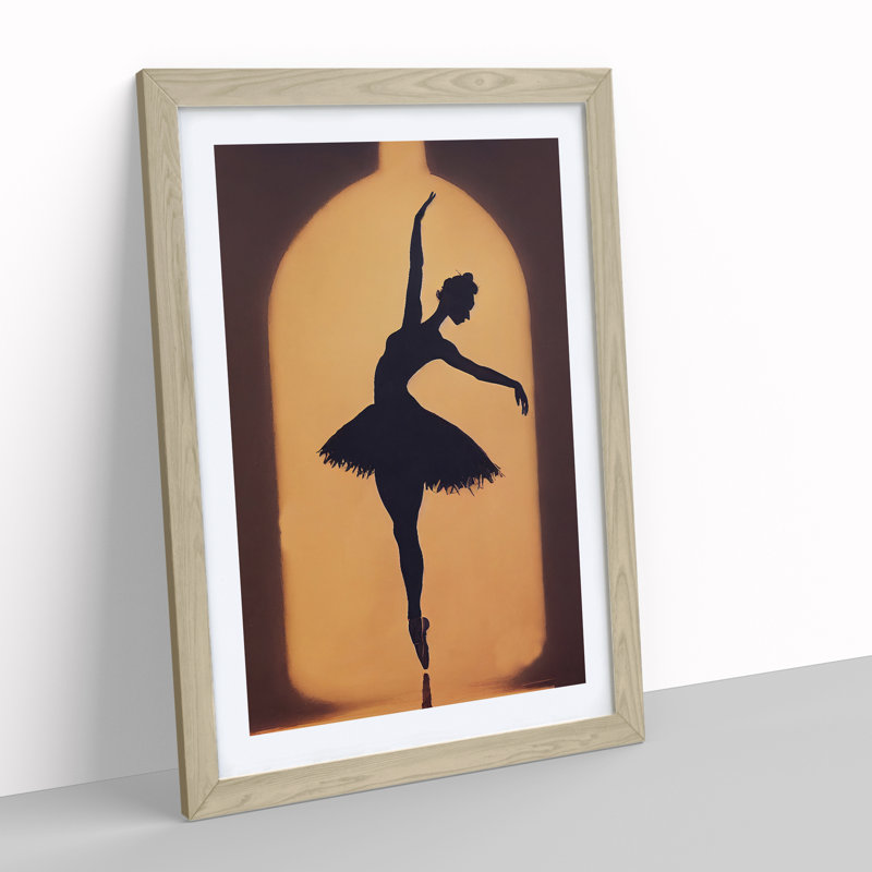 Ballerina In A Bottle Framed Print, 34cm H x 25cm W x 2cm D, Oak Framed