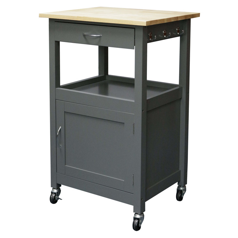 Anqi Solid Wood Top Kitchen Cart, Gray