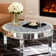Glass Round Coffee Table Mirrored Diamonds Inlay
