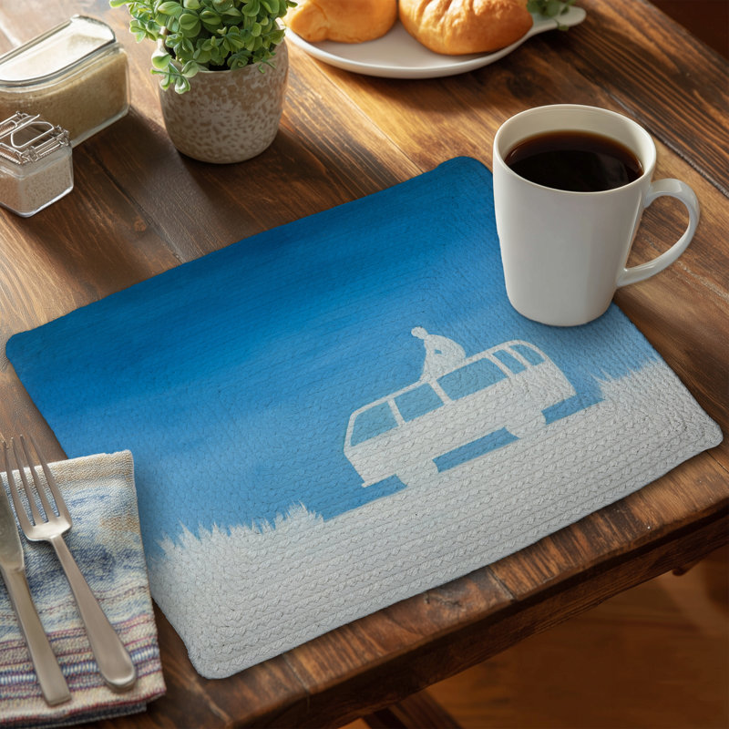 Napperon en polyester tressé bleu Relax