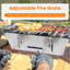 Barbecue au charbon pliable 3-en-1, foyer portatif en acier inoxydable avec tablettes latérales pour 2 à 3 personnes