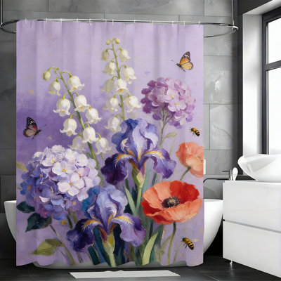 Floral Shower Curtains with Hooks Included