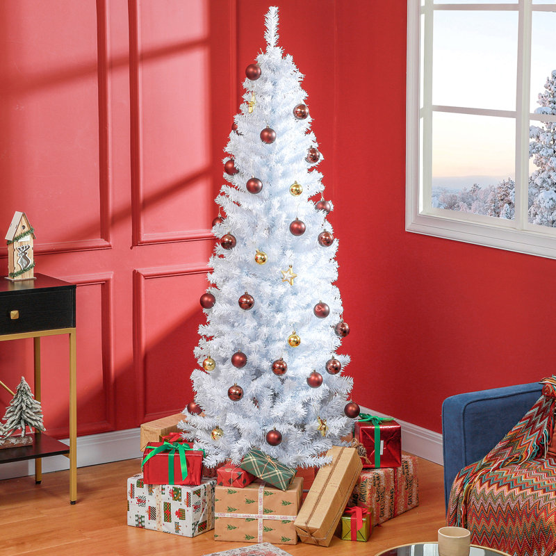 Crayon, arbre de Noël artificiel non éclairé, sapin de Noël mince avec branches réalistes, arbre d'Halloween avec 618 pointes, blanc