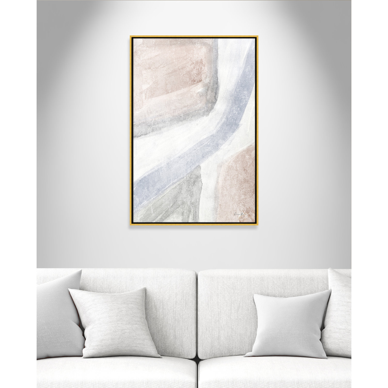 Helmsford "Soften 1" Painting, 37.5" H x 25.5" W x 2" D, Gold