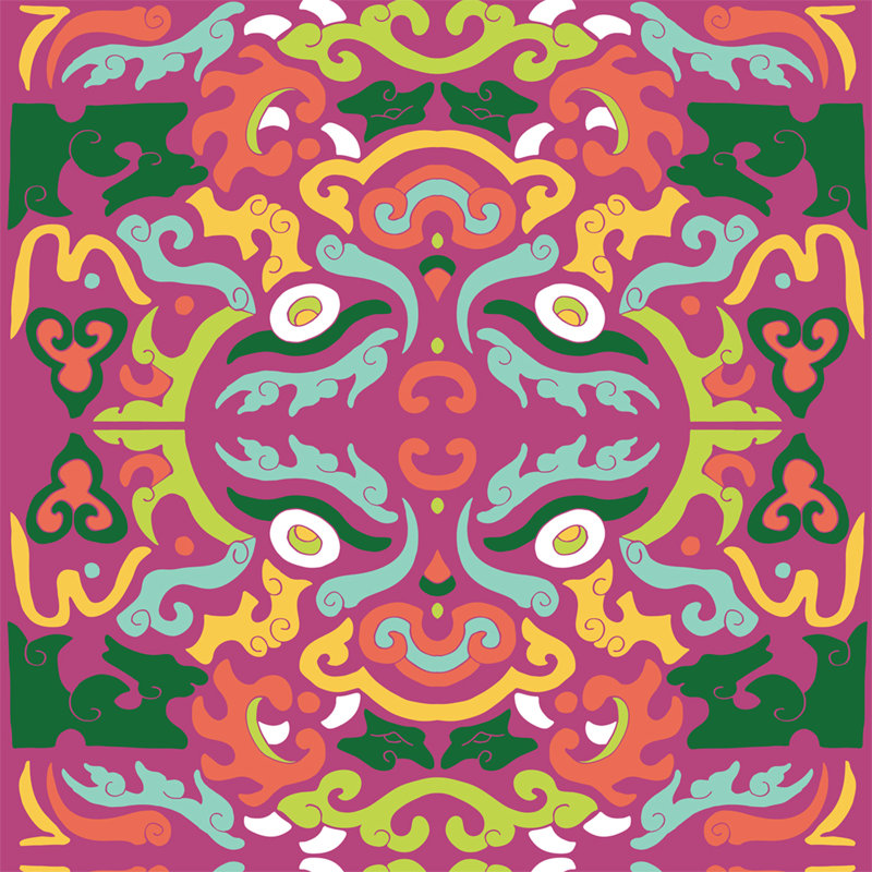 Shanghai Foo You Looking at 10' L x 24" W Wallpaper Roll, Carnival