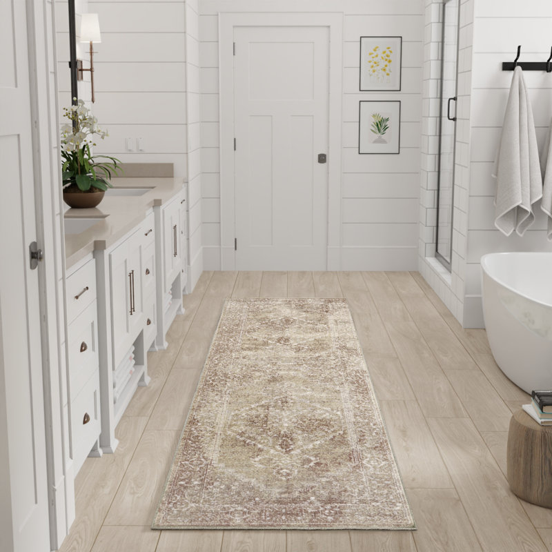Bungalow Rose Newfields Machine Washable Rust Multicolor Vintage Indoor Rug, Runner 2'2" x 8'