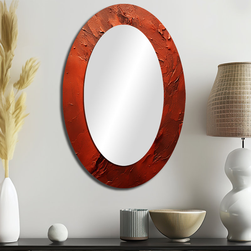 Bittersweet Brushwork I - Modern Oval Wall Mirror, 36" x 24"