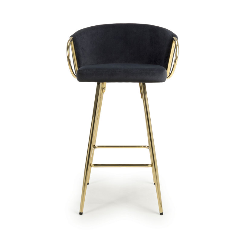 Balasa Upholstered Counter Stool with Metal Frame, Black