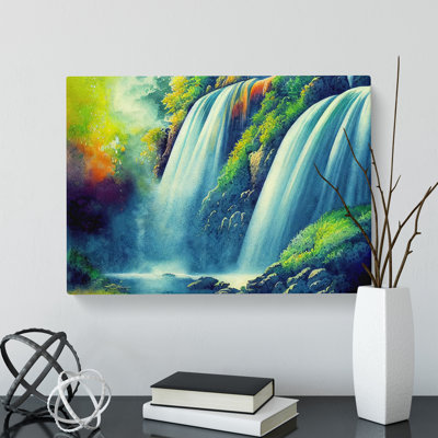 XXX-H1022-WF-10060X Watercolour Waterfall - Wrapped Canvas Painting
