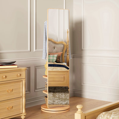 Miroir de plancher en bois massif à 360 °