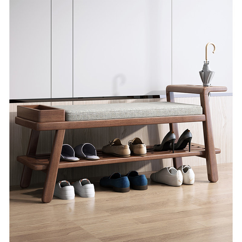 Scandinavian Solid Wood Multi - Functional Shoe Storage Bench