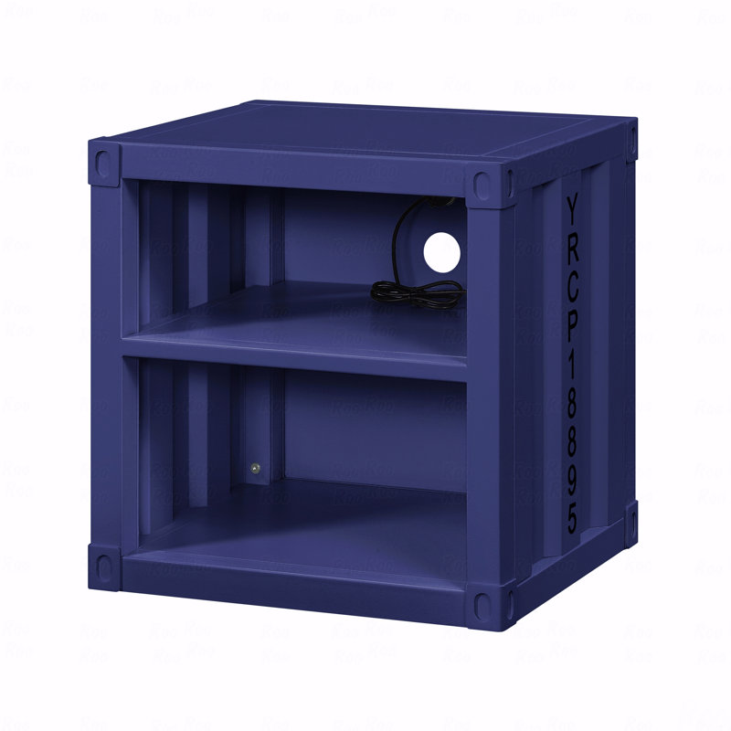Blue Finish Nightstand  W/Usb, Blue