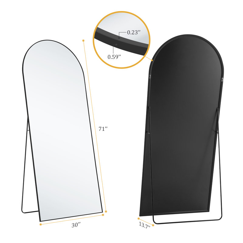 Miroirs muraux surdimensionnés arqués, Noir, noir, noir, noir, 68 po x 26 po