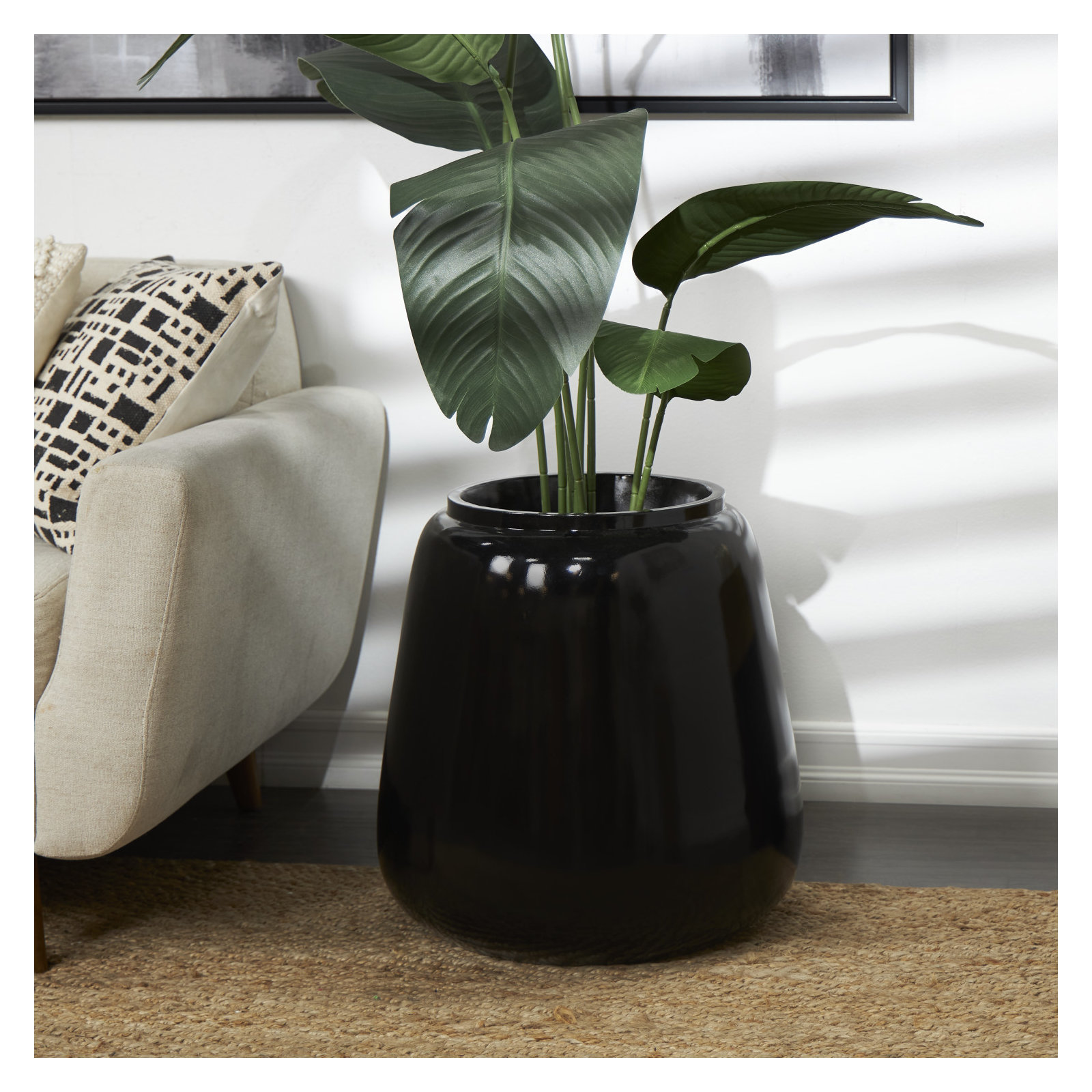 Mabe Iron Floor Vase, 19.9" H x 19.45" W x 19.45" D, Black