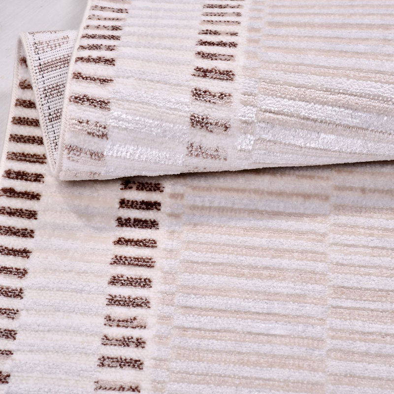 Tapis crème moderne antidérapant lavable à la machine, Rectangle 6 pi 7 po x 9 pi 11 po
