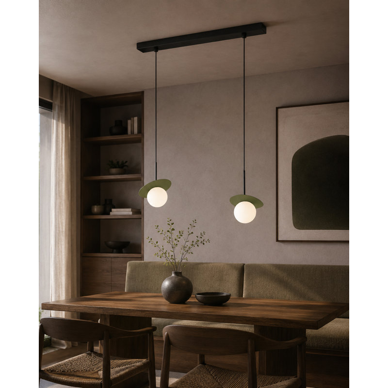- Light Pendant, 120cm H x 55cm W, Black/Khaki