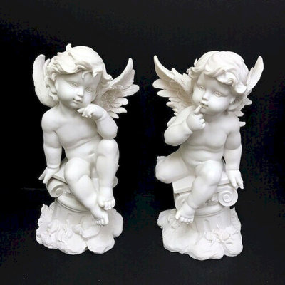 Ensemble de 2 statues chérubins Jade