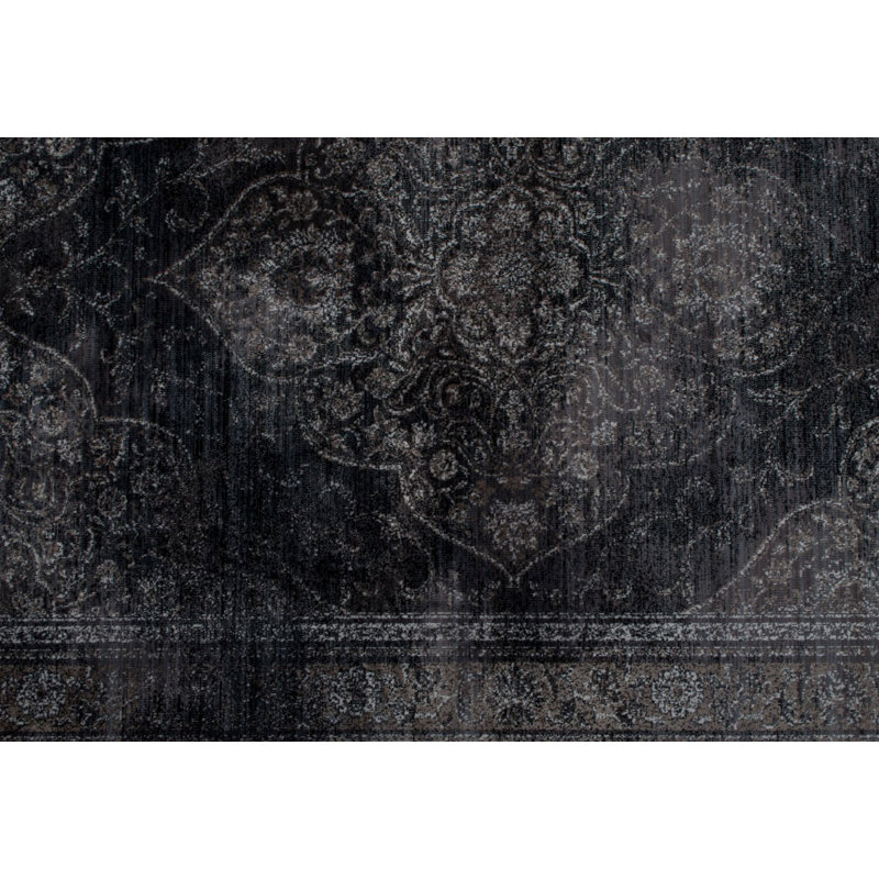 Oriental Area Rug in Black, Rectangle 6'7" x 9'10"