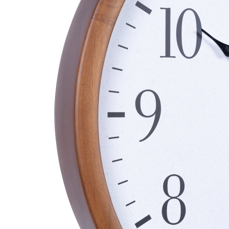 12.8" Walnut Atomic Analog Wall Clock with Glass Lens