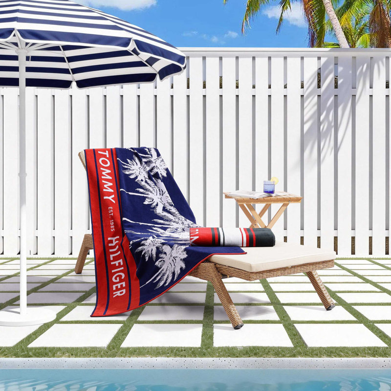 Serviette de plage en coton bleu Tommy Hilfiger Boulevard, Boulevard - bleu