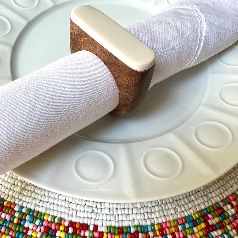 Flow Napkin Rings - White, White