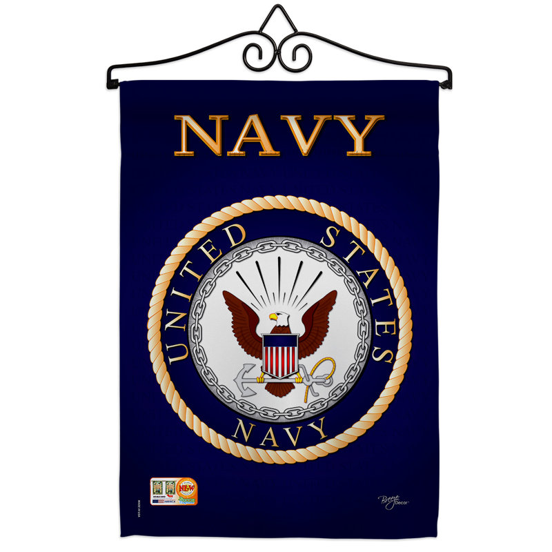 Navy Proudly Family Double-Sided Polyester Garden Flag