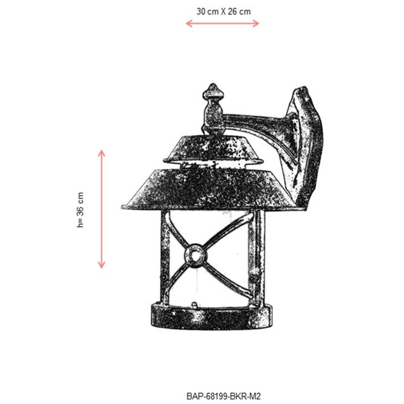 Lampe murale d'extérieur Nostalgic, couleur brune, 14,2 po x 10,2 po | Corps en ABS durable et capuchon en polycarbonate | Douille E27, 40 W maximum, IP65 | Parfait pour les décors traditionnels et industriels, conception résistante aux intempéries