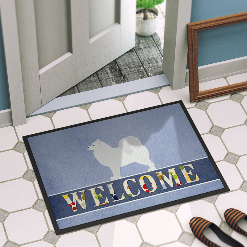 Tapis de porte pour l’extérieur antidérapant samoyède welcome, l 24 po x L 36 po