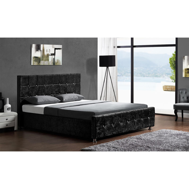 Eliana Upholstered Ottoman Storage Bed, Kingsize (5'), Velvet Silver