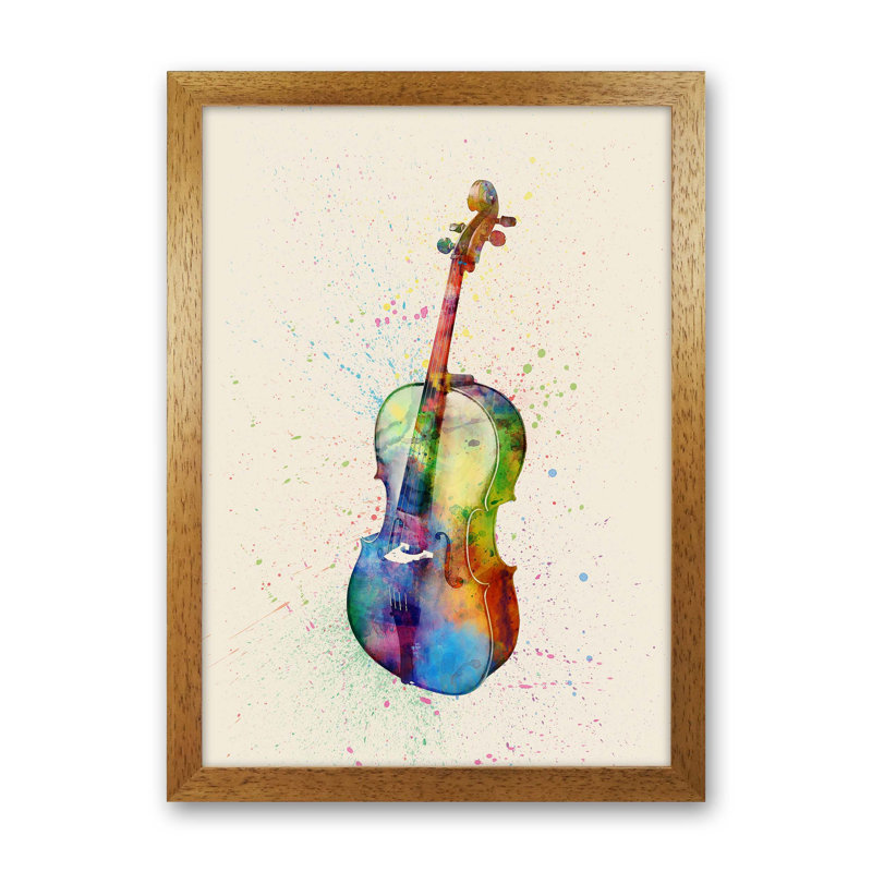 Cello by Michael Tompsett - Print, Brown Framed, 46cm H x 34cm W x 3cm D
