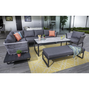 Dubai Rectangular Corner Platform Set With Lounge Chair