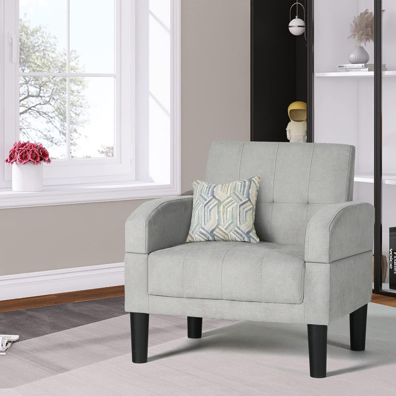Britni Upholstered Armchair, Light Gray 100% Linen