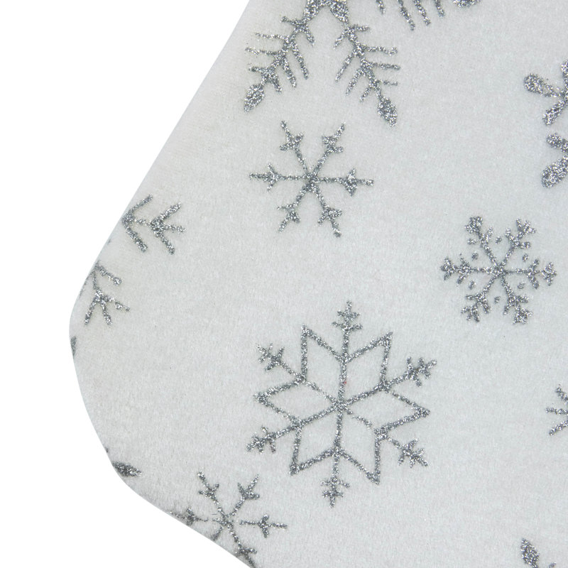 White and Silver Snowflakes Christmas Stocking with Folded Cuff
