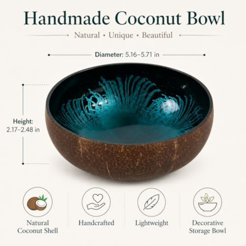 Natural Natural Coconut Bowl, Bleu / Noir