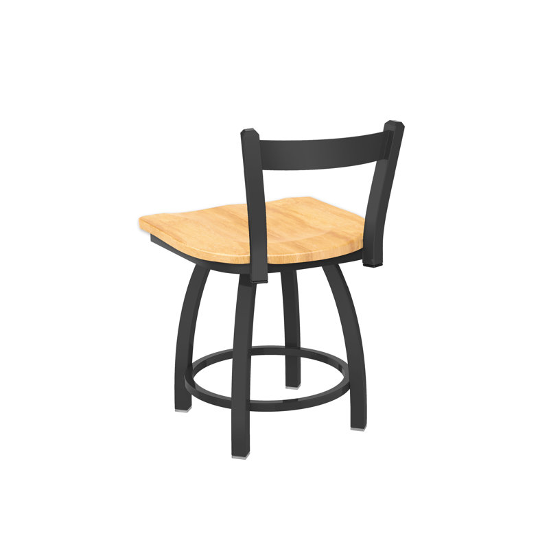 Tabouret de coiffeuse en métal Catalina, Étain, Bois - Érable naturel