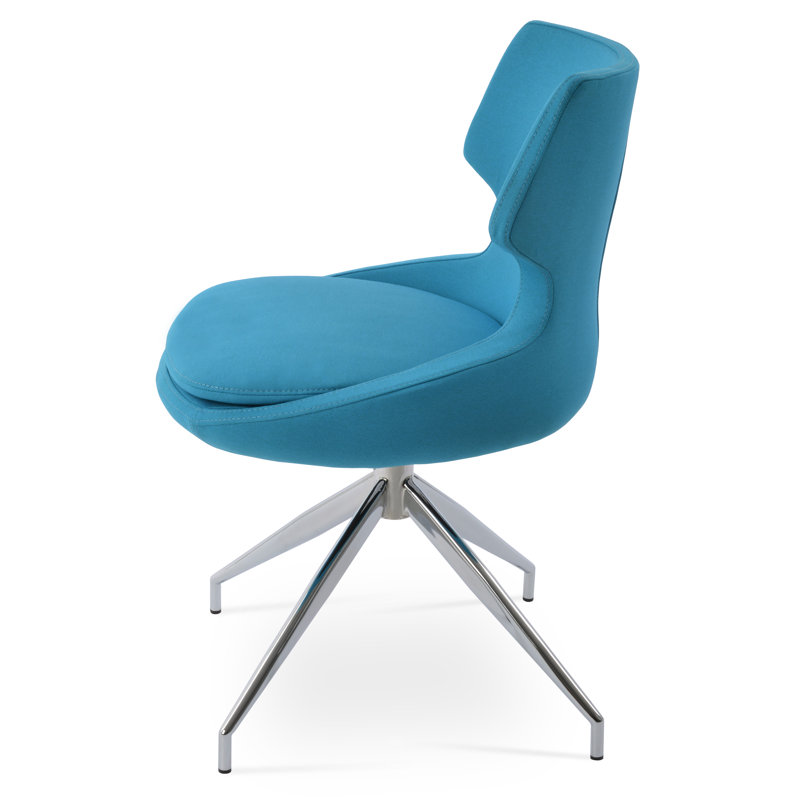 Patara Spider Swivel Chair in Wool, Turquoise